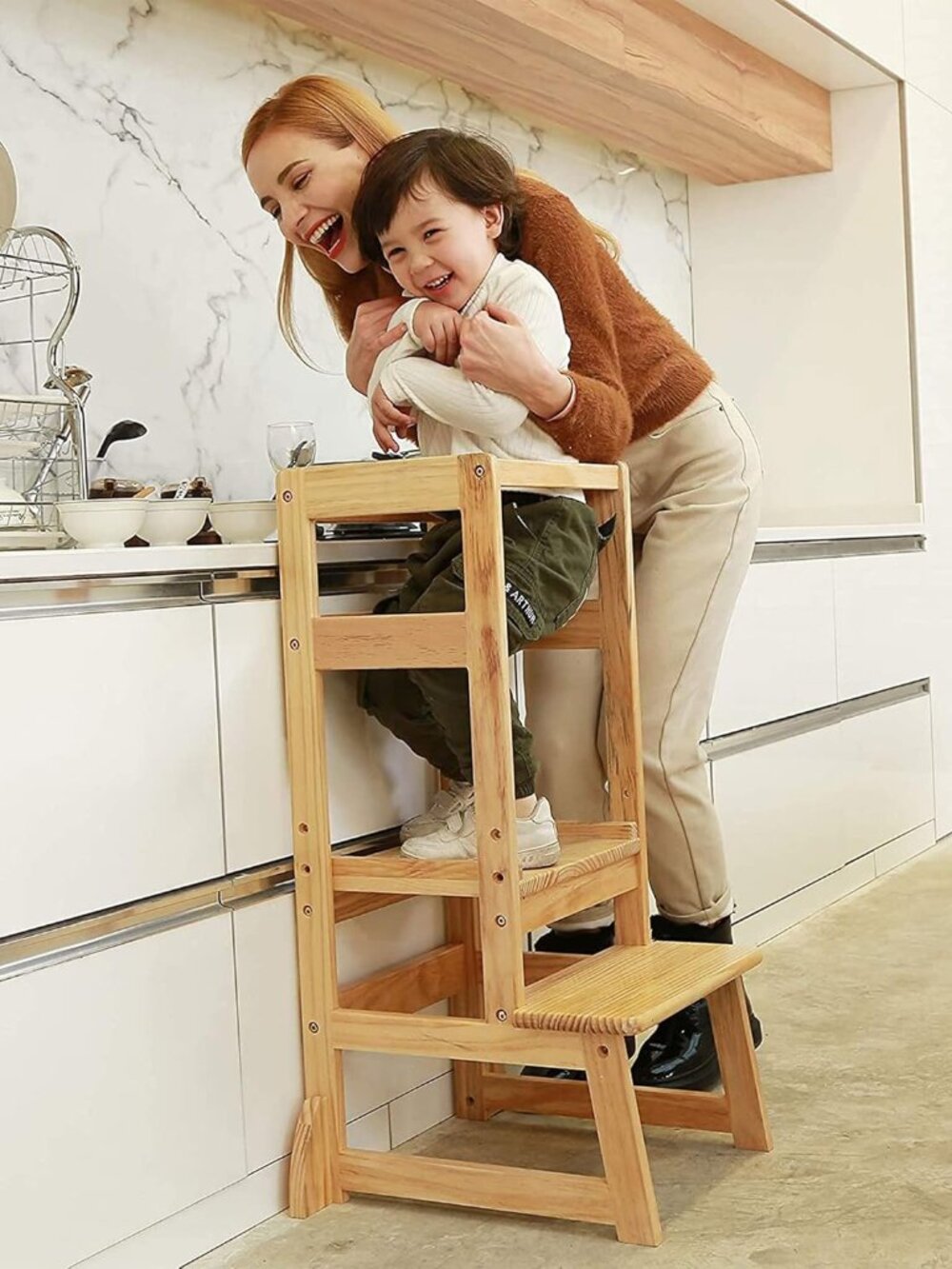 Mother's Helper Adjustable Height Step Stool Safety Counter Level Learning Toddl - Picture 2 of 8